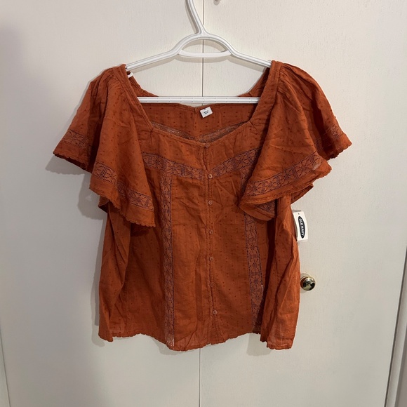 Old Navy Size XS Oversized Clip-Dot Crochet-Lace Button-Front Blouse - Picture 9 of 9